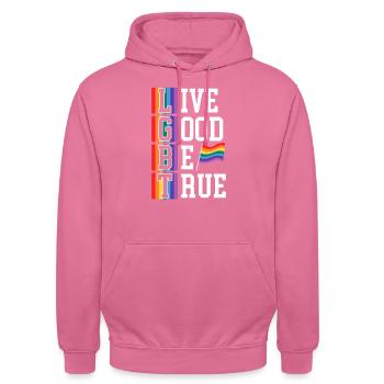 Live Good Be True Rainbow Pride LGBTQ Gay Pride - Unisex Hoodie - pink - Front - Alina (178cm) & Michal (187cm)