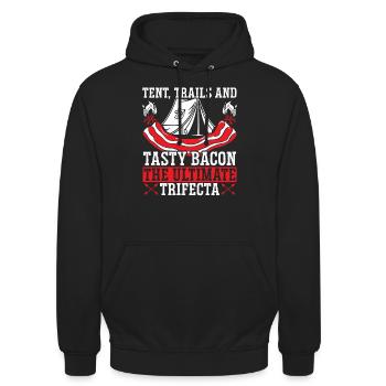 Camping Und Speck Fleisch Camp Camper Ich liebe Speck - Unisex Hoodie - Schwarz - Vorne - Alina (178cm) & Michal (187cm)