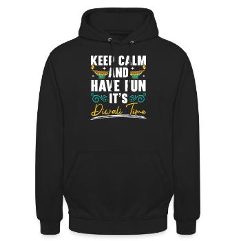 Frohes Diwali Diwali Fest Indischer Hinduismus - Unisex Hoodie - Schwarz - Vorne - Alina (178cm) & Michal (187cm)