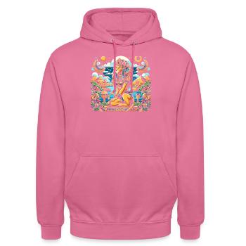 Bastet Déesse égyptienne Égypte Pyramide Égypte - Sweat-shirt à capuche unisexe - rose - Devant - Alina (178cm) & Michal (187cm)