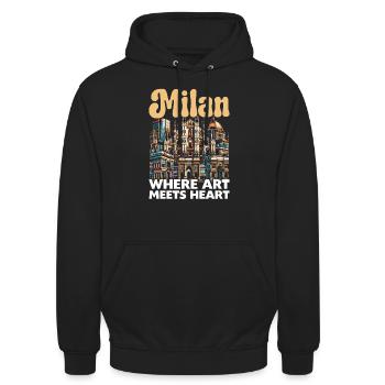 Mailand Italien Reisen Urlaub Italienisch Mailand Skyline - Unisex Hoodie - Schwarz - Vorne - Alina (178cm) & Michal (187cm)