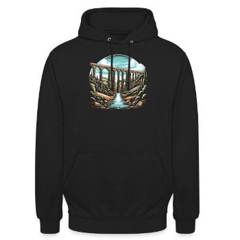 Aqueducs romains Ingénierie romaine Rome antique - Sweat-shirt à capuche unisexe - noir - Devant - Alina (178cm) & Michal (187cm)