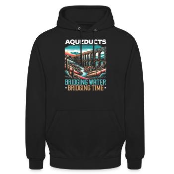 Aqueducs romains Ingénierie romaine Rome antique - Sweat-shirt à capuche unisexe - noir - Devant - Alina (178cm) & Michal (187cm)