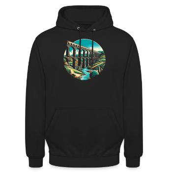 Aqueducs romains Ingénierie romaine Rome antique - Sweat-shirt à capuche unisexe - noir - Devant - Alina (178cm) & Michal (187cm)