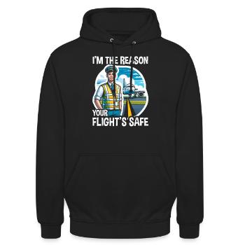 Flughafensicherheitsbeauftragter Luftfahrt Flughafen-Jobs - Unisex Hoodie - Schwarz - Vorne - Alina (178cm) & Michal (187cm)