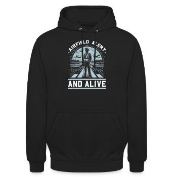 Flughafensicherheitsbeauftragter Luftfahrt Flughafen-Jobs - Unisex Hoodie - Schwarz - Vorne - Alina (178cm) & Michal (187cm)