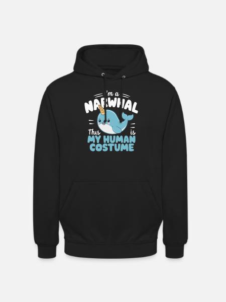 Narhvalelsker Unicorn Of The Sea Animal Narwhale - Unisex-hettegenser - svart