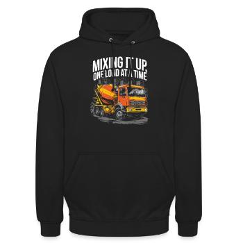 Bétonnière Chauffeur de camion Conduite de camion - Sweat-shirt à capuche unisexe - noir - Devant - Alina (178cm) & Michal (187cm)