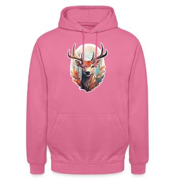Tête de cerf - Sweat-shirt à capuche unisexe - rose - Devant - Alina (178cm) & Michal (187cm)