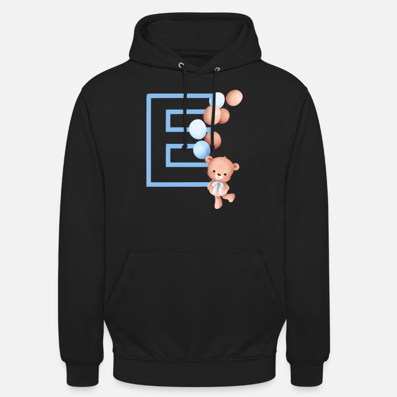 Blauer Buchstabe E Bär - Unisex Hoodie - Schwarz