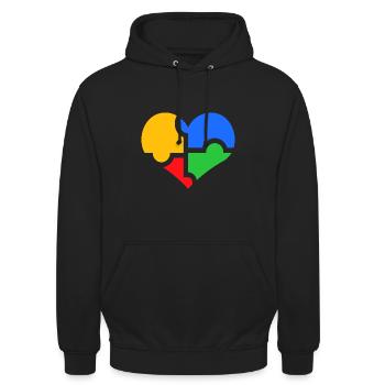 Puzzle coeur d'amour autiste autiste - Sweat-shirt à capuche unisexe - noir - Devant - Alina (178cm) & Michal (187cm)