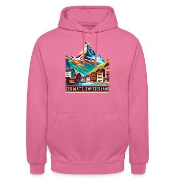 Zermatt Switzerland Alps Mountains Matterhorn - Unisex Hoodie - pink - Front - Alina (178cm) & Michal (187cm)