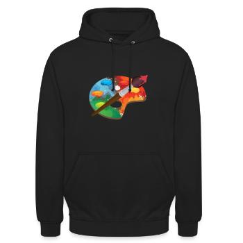 Künstlerfarbe Palette Kunsthandwerk Maler Geschenk - Unisex Hoodie - Schwarz - Vorne - Alina (178cm) & Michal (187cm)