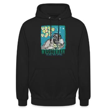 Sternzeichen-Wassermann - Unisex Hoodie - Schwarz - Vorne - Alina (178cm) & Michal (187cm)