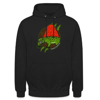 Dimetrodon Logo - Unisex Hoodie - Schwarz - Vorne - Alina (178cm) & Michal (187cm)