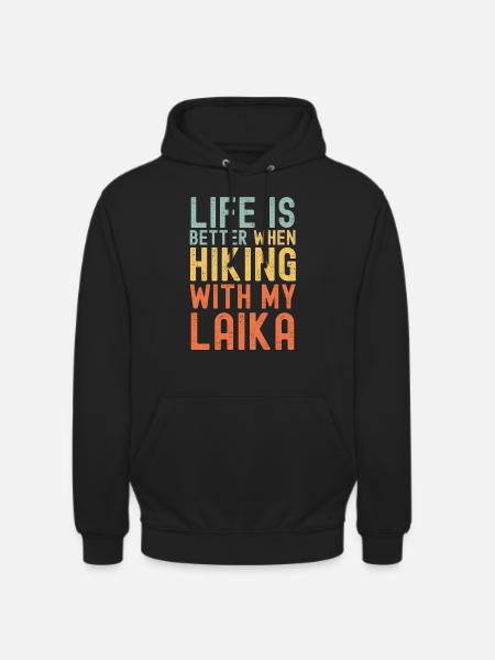 Laika Hiking dog retro - Unisex Hoodie - black