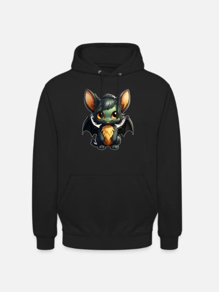 Bat Halloween I Cartoon Cute Bat - Unisex Hoodie - black