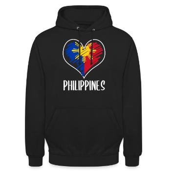 Philippinen Filipino Flagge Stolz I Geschenk - Unisex Hoodie - Schwarz - Vorne - Alina (178cm) & Michal (187cm)
