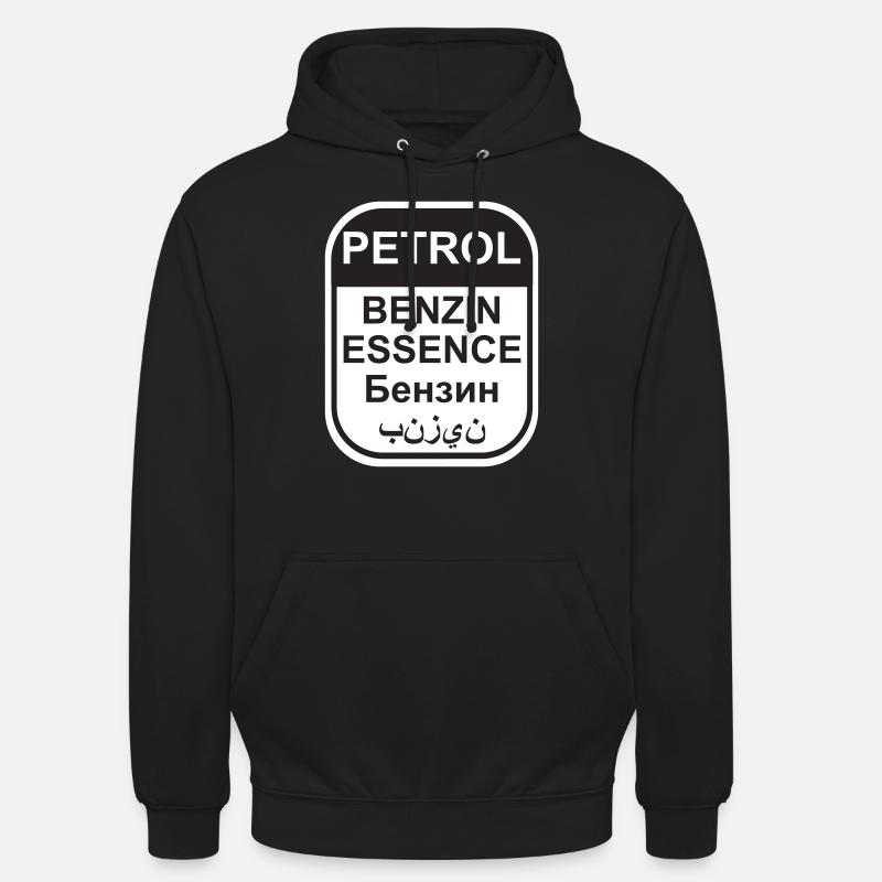 Autocollants d’essence (en cinq langues) - Sweat-shirt à capuche unisexe - noir