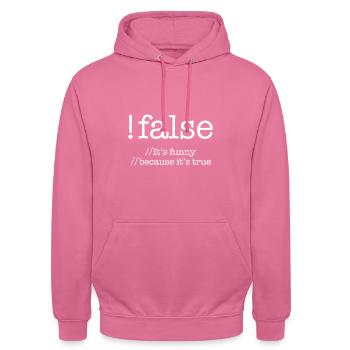 False Programming Coding Programmers Gift - Unisex Hoodie - pink - Front - Alina (178cm) & Michal (187cm)