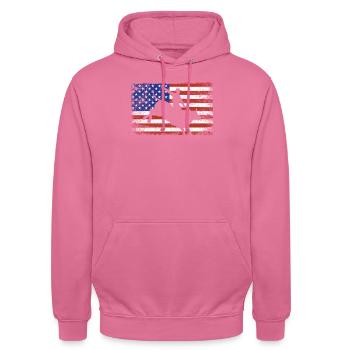 USA Flag Bull Rider Western Rodeo Bull Riding - Unisex Hoodie - pink - Front - Alina (178cm) & Michal (187cm)