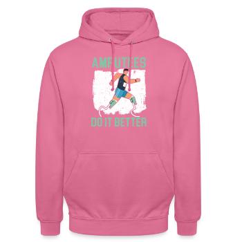 Les amputés le font mieux Amputés handicapés Amputés - Sweat-shirt à capuche unisexe - rose - Devant - Alina (178cm) & Michal (187cm)