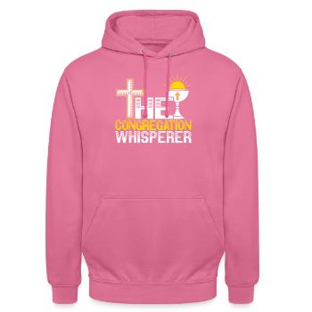 Der Gemeindeflüsterer Pastor Prediger - Unisex Hoodie - Pink - Vorne - Alina (178cm) & Michal (187cm)