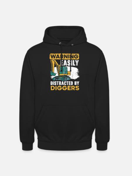 Easily Distracted By Diggers Excavator Vehicle - Unisex Hoodie - black