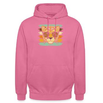 Retro Cheetah sur Zookeeper Wildlife Animal Zoo - Sweat-shirt à capuche unisexe - rose - Devant - Alina (178cm) & Michal (187cm)