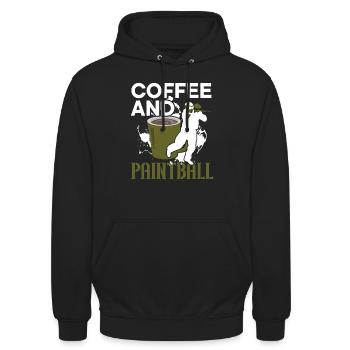 Kaffeetrinker Paintballspieler Paintballer - Unisex Hoodie - Schwarz - Vorne - Alina (178cm) & Michal (187cm)