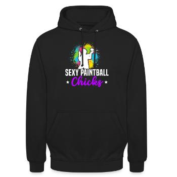 Paintball Paint Gun Paintball Spieler Paintballer - Unisex Hoodie - Schwarz - Vorne - Alina (178cm) & Michal (187cm)
