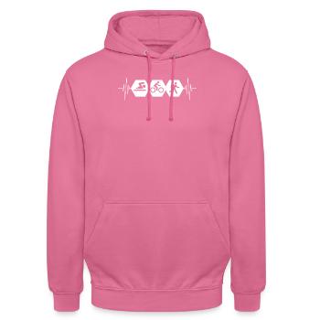 Triathlon Athlet Triathlet Schwimmen Radfahren Laufen - Unisex Hoodie - Pink - Vorne - Alina (178cm) & Michal (187cm)
