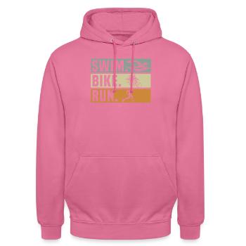 Triathlon Athlet Triathlet Schwimmen Radfahren Laufen - Unisex Hoodie - Pink - Vorne - Alina (178cm) & Michal (187cm)