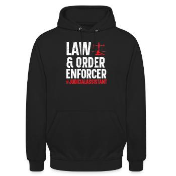 Juristischer Assistent Job Recht Richter im Gerichtssaal - Unisex Hoodie - Schwarz - Vorne - Alina (178cm) & Michal (187cm)