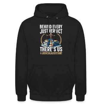 Juristischer Assistent Job Recht Richter im Gerichtssaal - Unisex Hoodie - Schwarz - Vorne - Alina (178cm) & Michal (187cm)
