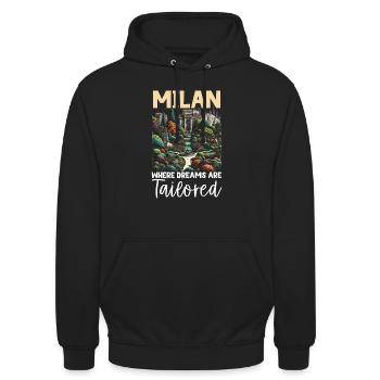 Mailand Italien Reisen Urlaub Italienisch Mailand Skyline - Unisex Hoodie - Schwarz - Vorne - Alina (178cm) & Michal (187cm)
