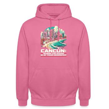 Cancún Mexique Pride Vacances Mexique Voyage Mexicain - Sweat-shirt à capuche unisexe - rose - Devant - Alina (178cm) & Michal (187cm)