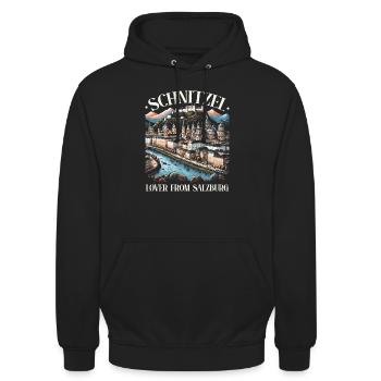 Salzburg Österreich Reisen Urlaubsland Österreich - Unisex Hoodie - Schwarz - Vorne - Alina (178cm) & Michal (187cm)