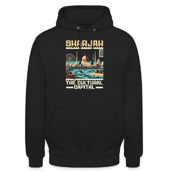 Sharjah Vereinigte Arabische Emirate Reisen Vereinigte Arabische Emirate - Unisex Hoodie - Schwarz - Vorne - Alina (178cm) & Michal (187cm)