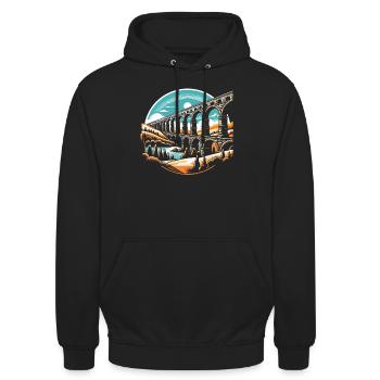 Aqueducs romains Ingénierie romaine Rome antique - Sweat-shirt à capuche unisexe - noir - Devant - Alina (178cm) & Michal (187cm)