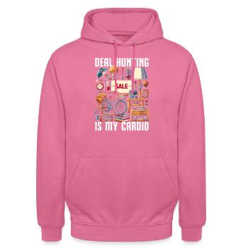 Vente de garage Dicton Shopping Friperie - Sweat-shirt à capuche unisexe - rose - Devant - Alina (178cm) & Michal (187cm)