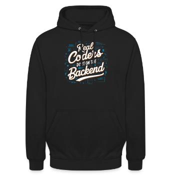 Programmeur logiciel de programmation backend - Sweat-shirt à capuche unisexe - noir - Devant - Alina (178cm) & Michal (187cm)