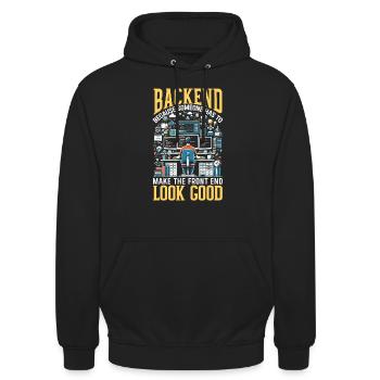 Programmeur logiciel de programmation backend - Sweat-shirt à capuche unisexe - noir - Devant - Alina (178cm) & Michal (187cm)