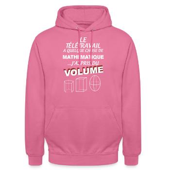 le Télétravail c'est mathématique - Sweat-shirt à capuche unisexe - rose - Devant - Alina (178cm) & Michal (187cm)