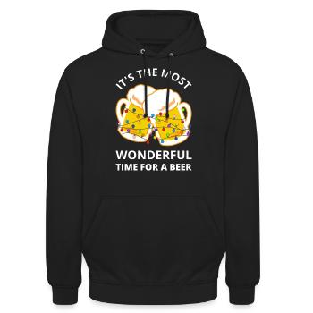 C’est le moment le plus merveilleux pour une bière I - Sweat-shirt à capuche unisexe - noir - Devant - Alina (178cm) & Michal (187cm)