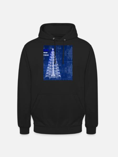 Christmas Christmas Tree Schematic Blueprint - Unisex Hoodie - black
