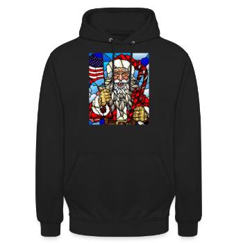 Amerikanisches Weihnachten Weihnachtsmann - Unisex Hoodie - Schwarz - Vorne - Alina (178cm) & Michal (187cm)