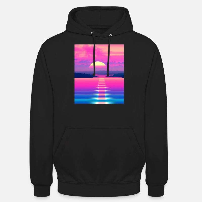 Vaporwave Sun Synthwave Sunset - Sweat-shirt à capuche unisexe - noir