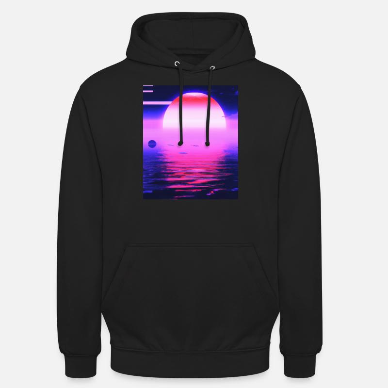 Vaporwave Sun Synthwave Sunset - Sweat-shirt à capuche unisexe - noir