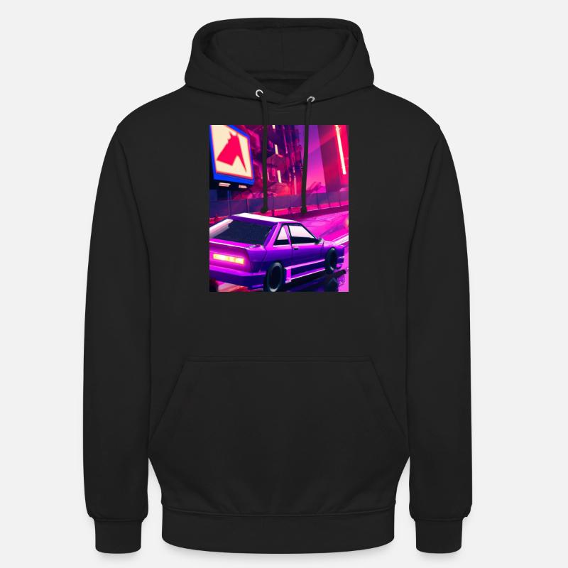 Vaporwave Esthétique Synthwave Car - Sweat-shirt à capuche unisexe - noir